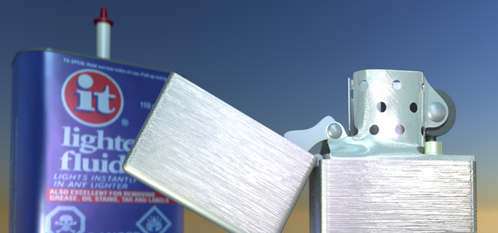 a zippo and lighter fluid