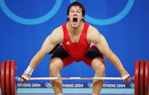 grunting lifting weights