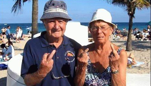 Senior citizens flip you off